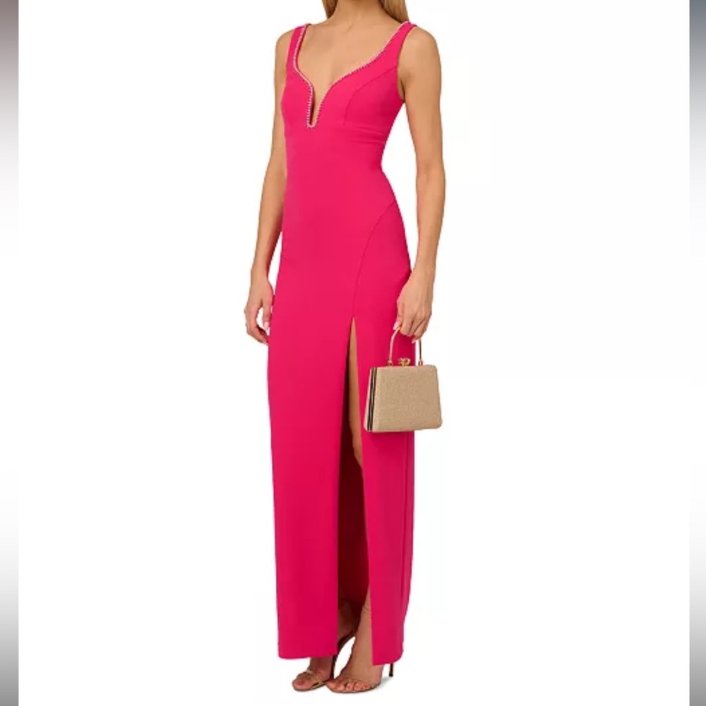 💓Adrianna Papell - Women's Bead-Trim Sweetheart-Neck Sleeveless Gown